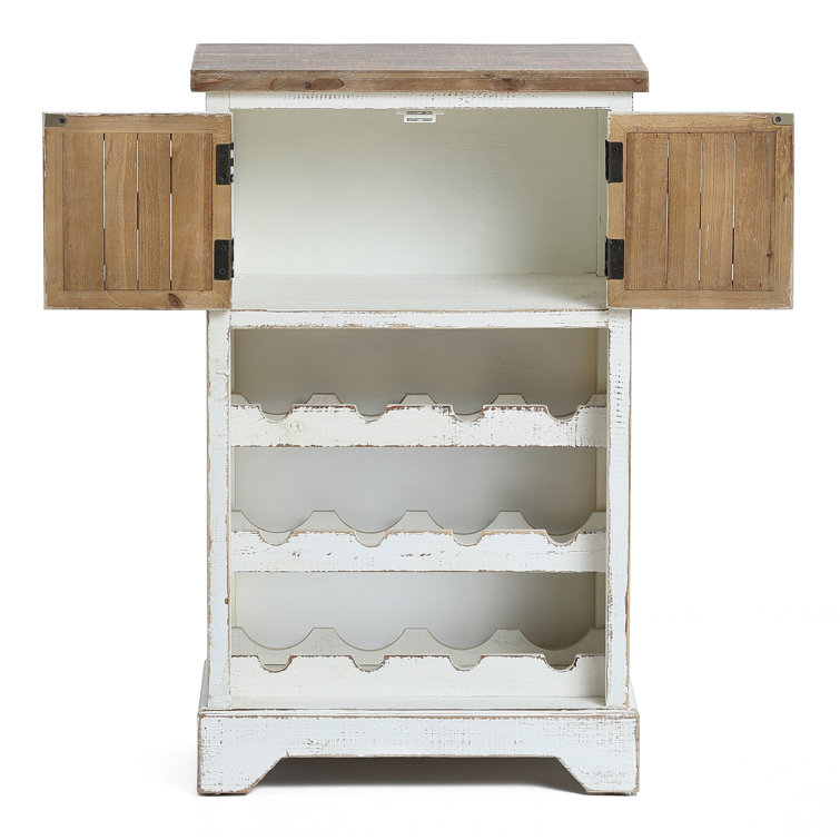 Distressed white wine cabinet hot sale